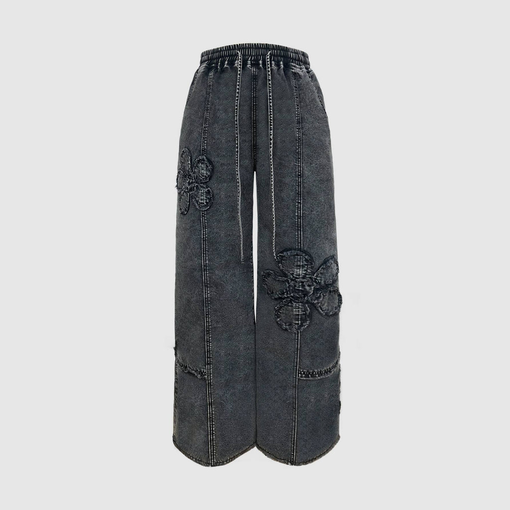 Rosa Clothing - Western Boho Vintage Floral Drawstring Seamed Jeans