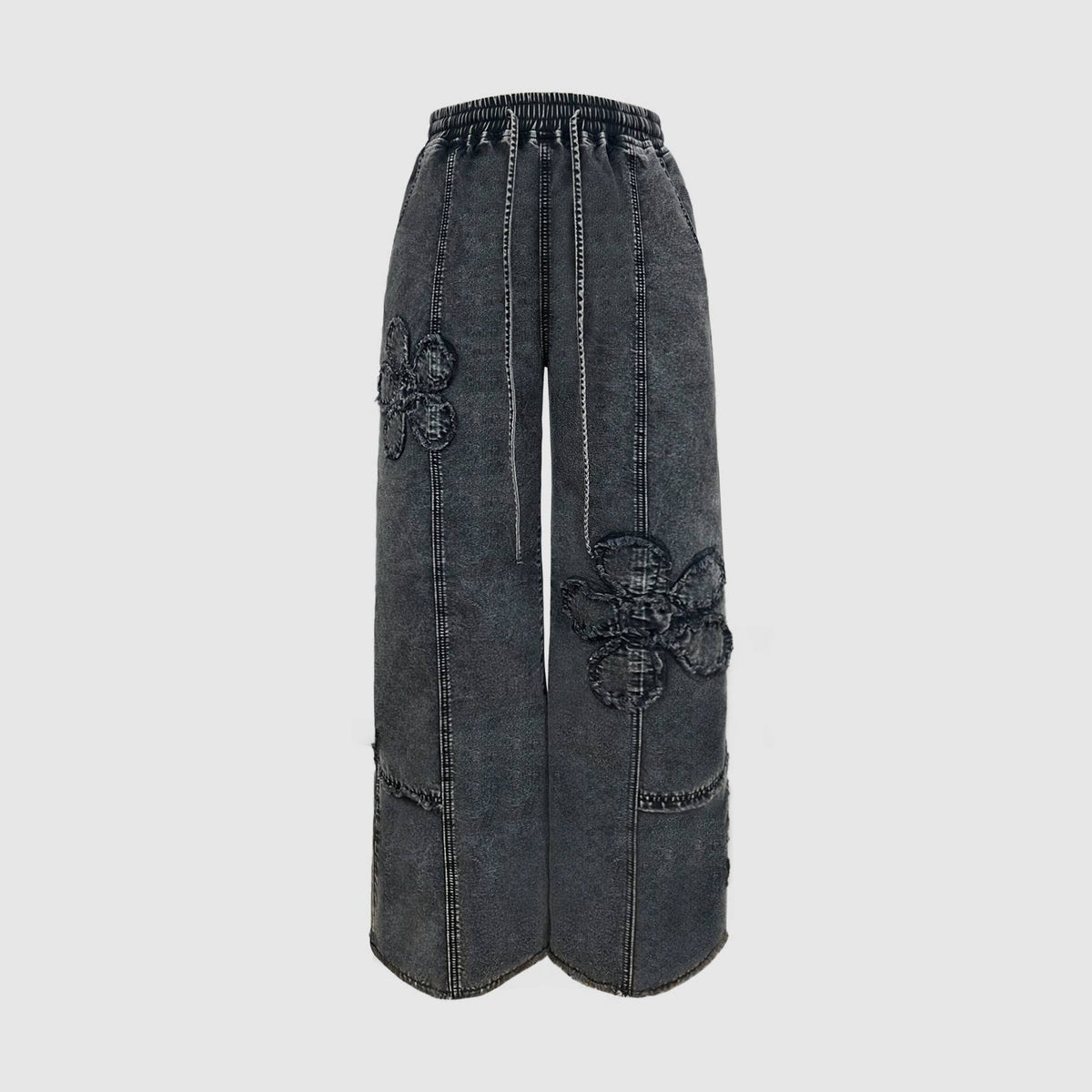 Rosa Clothing - Western Boho Vintage Floral Drawstring Seamed Jeans
