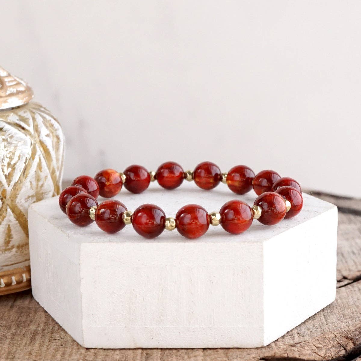 Acrylic Beaded Stretch Bracelet - Fall Glow Single - Three colors