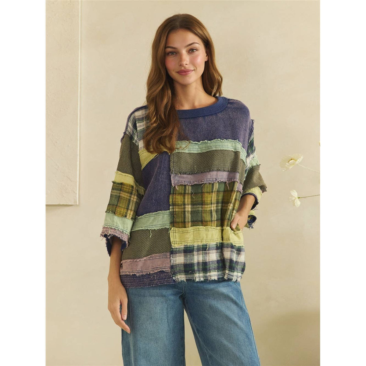 Oli&Hali - WASHED FABRIC MIX COLOR BLOCK TOP