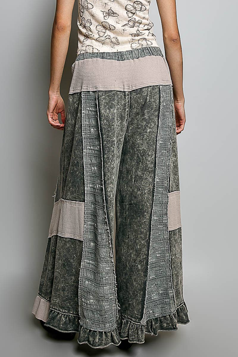 Pol Clothing - French Terry Ruffle Hem Straight-Leg pants
