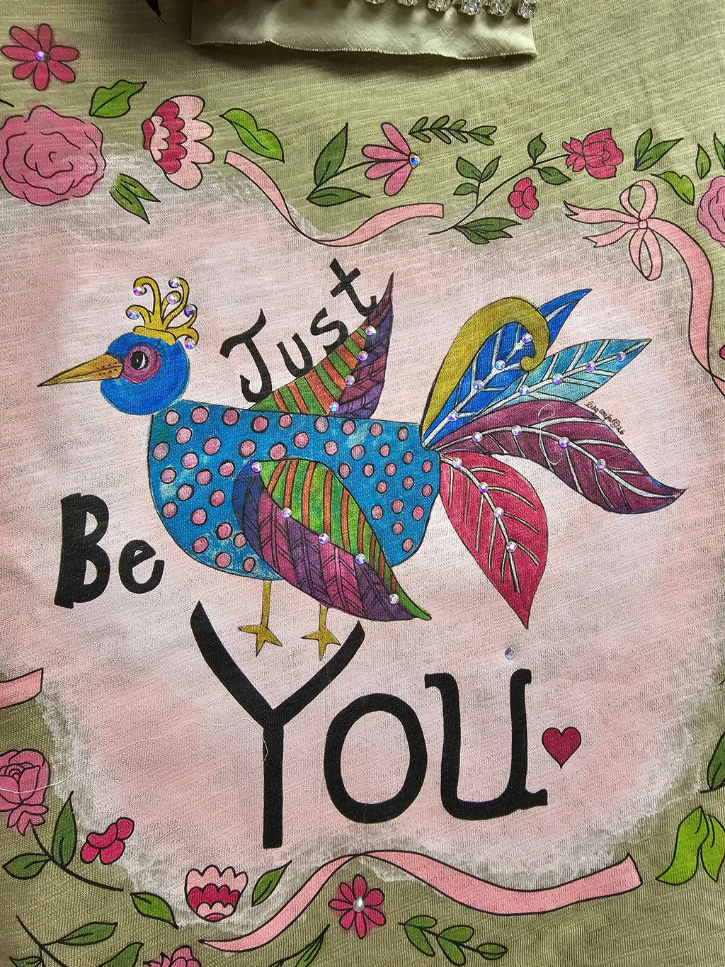 Rare Bird Just Be You Olive Tattered Tee-Boho Boutique T-Shirt