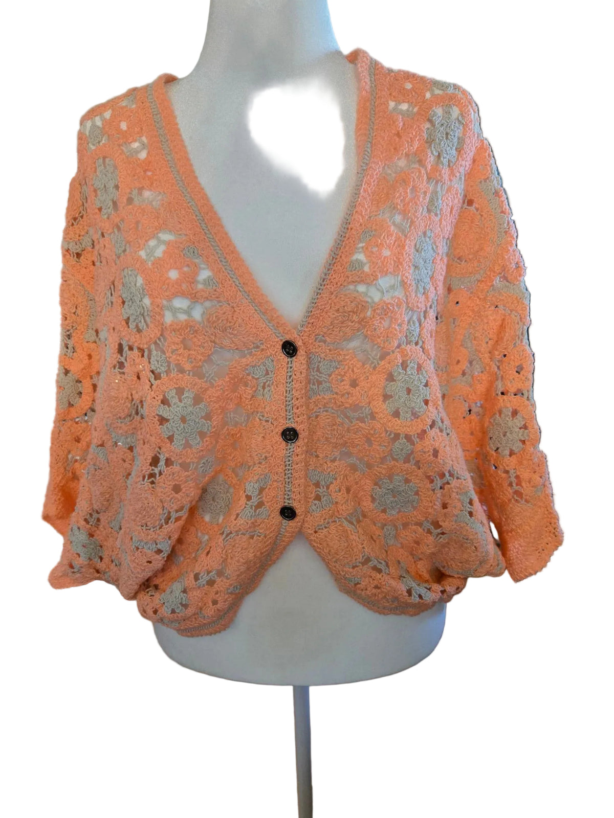 Crochet Lace Cardigan – Peach Meadow Bloom