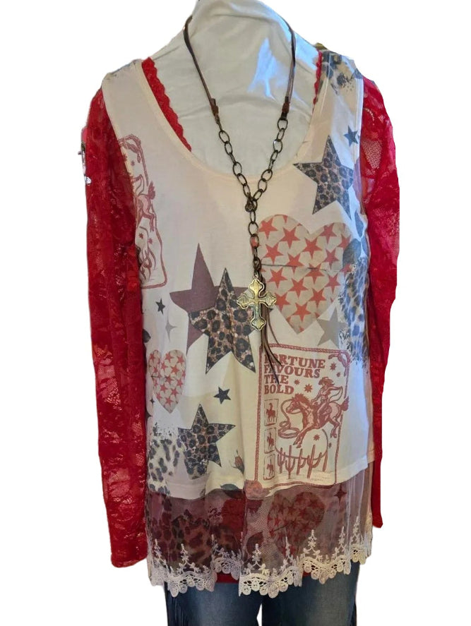 Fortune Teller Tank – Star & Heart Lace Mix