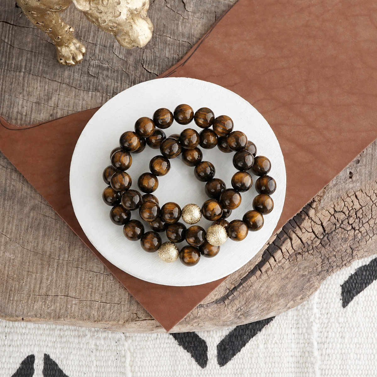 Chunky Beaded Stretch Bracelet Set – Fall Glow: Brown