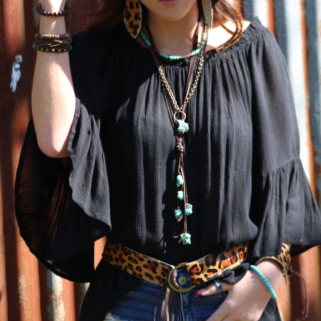 The Jewelry Junkie Turquoise Leather Lasso Necklace – Western Boho Statement Pendant Necklace | Boho Boutique Clothing