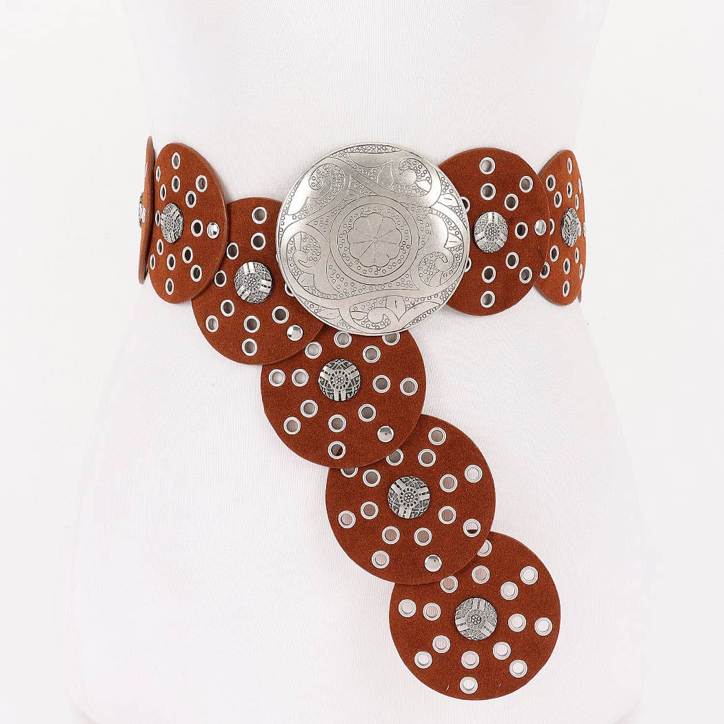 Faux Leather Disc Belt-Boho Boutique Belts