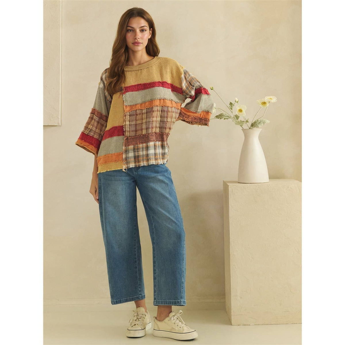 Oli&Hali - WASHED FABRIC MIX COLOR BLOCK TOP