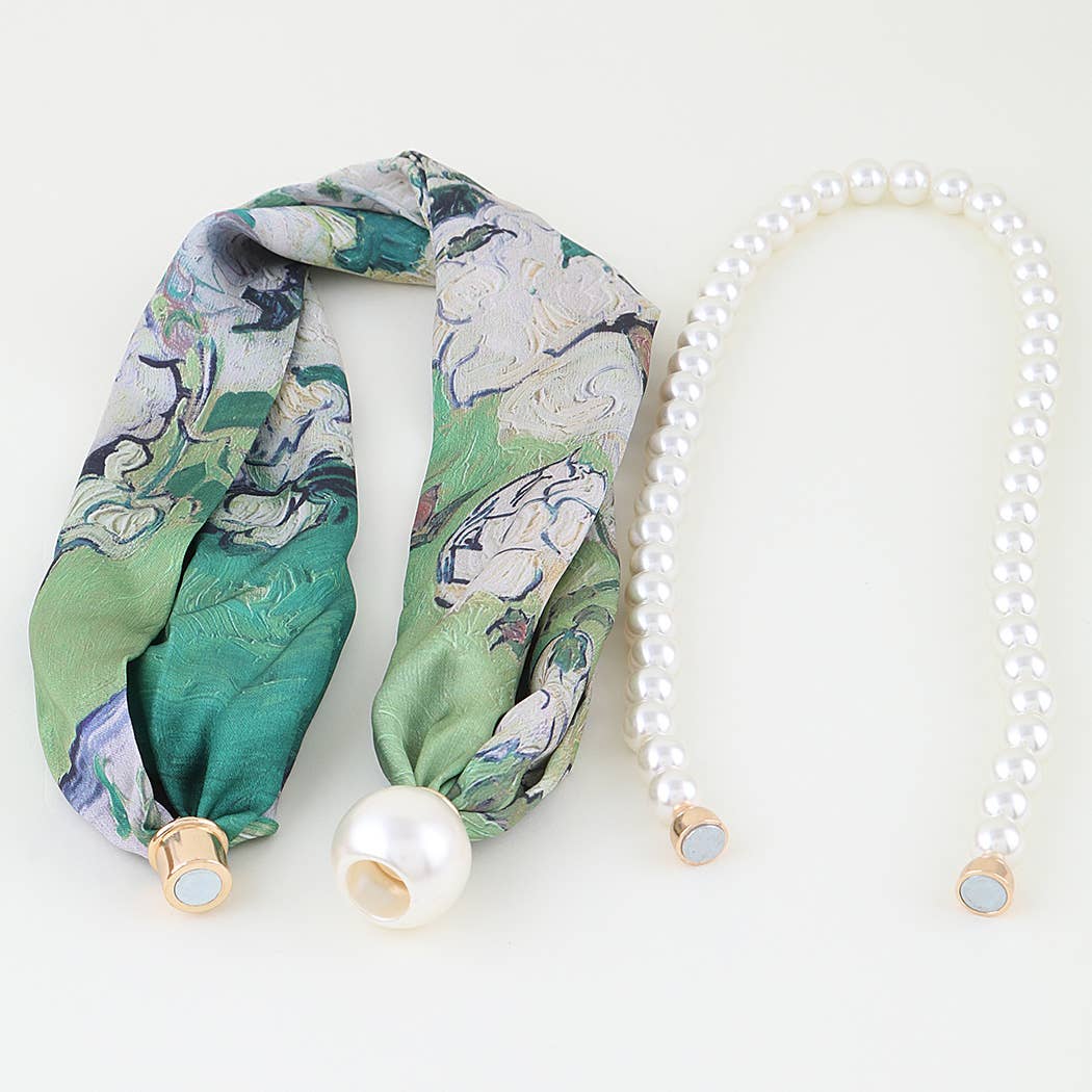 Azure Silk and Pearl Harmony Necklace