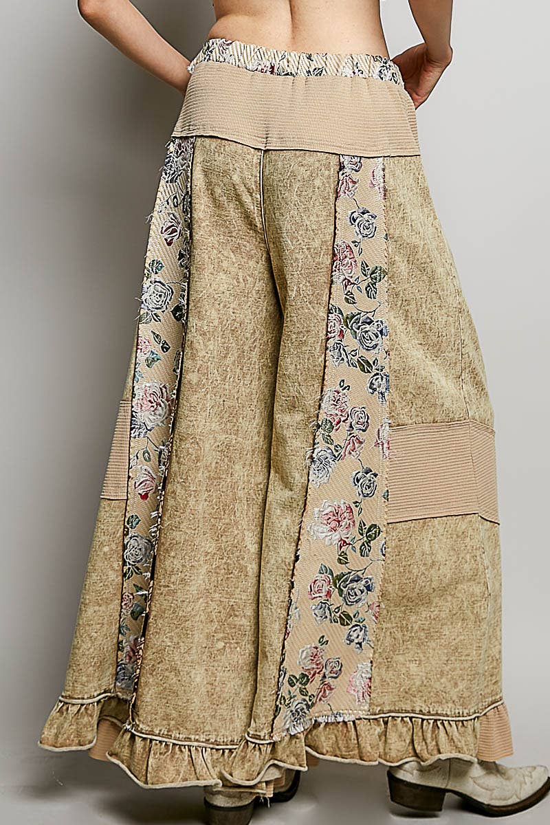 Pol Clothing - French Terry Ruffle Hem Straight-Leg pants
