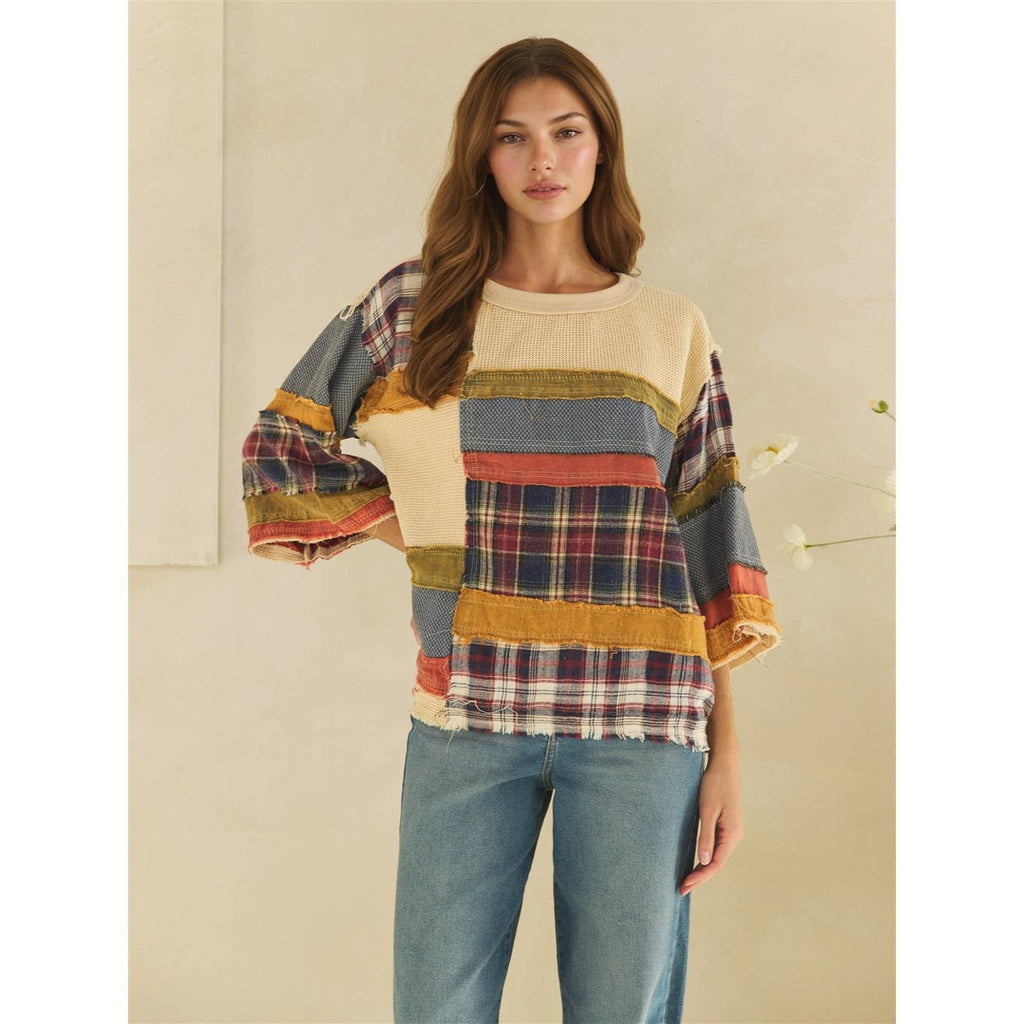 Oli&Hali - WASHED FABRIC MIX COLOR BLOCK TOP