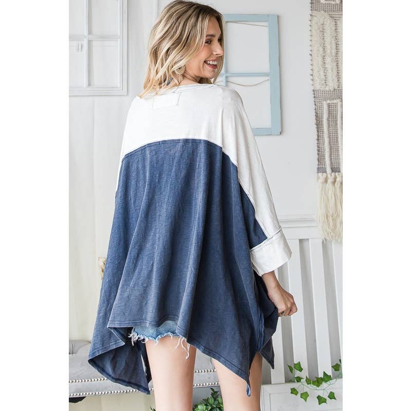 Oli&Hali - MINERAL WASHED COLOR BLOCK DETAIL LOOSE TEE