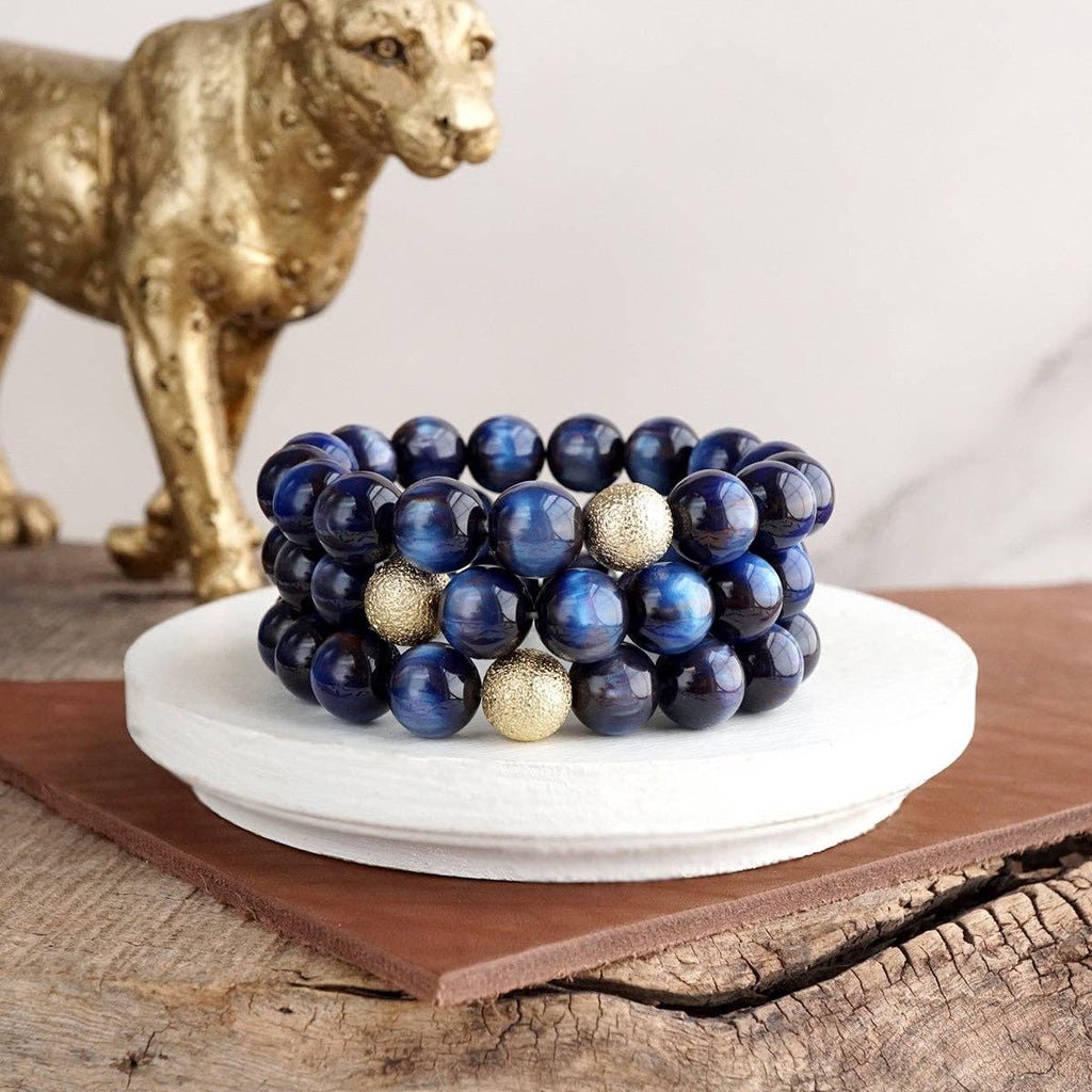 Chunky Beaded Stretch Bracelet Set – Fall Glow: Peacock