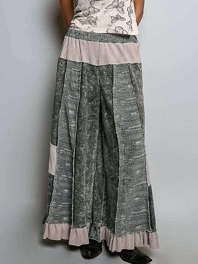 Pol Clothing - French Terry Ruffle Hem Straight-Leg pants