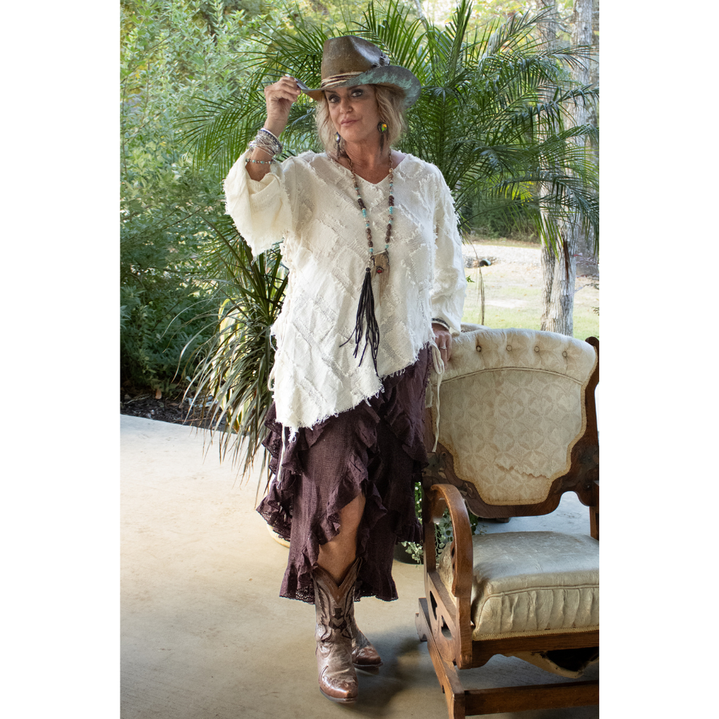 Jaded Gypsy Fringe Top – Cream Boho Shabby‑Chic Layering Piece | Boho Boutique Clothing
