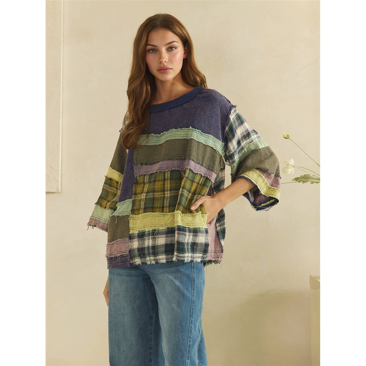 Oli&Hali - WASHED FABRIC MIX COLOR BLOCK TOP