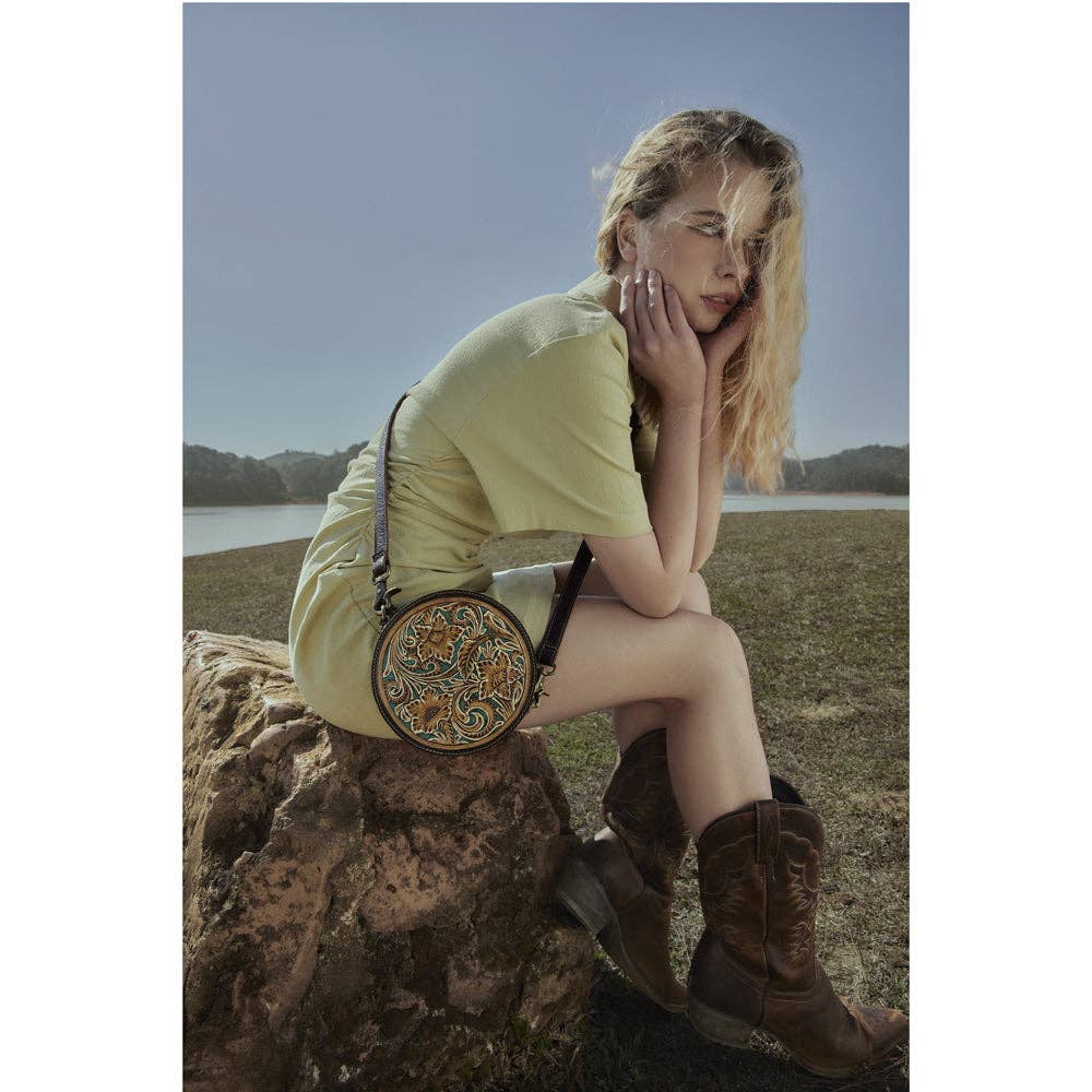 Myra Bag - Magnolia Lane Hand-Tooled Round Bag