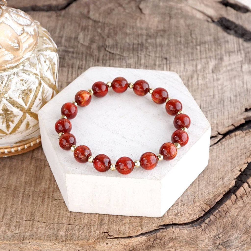 Acrylic Beaded Stretch Bracelet - Fall Glow Single - Three colors