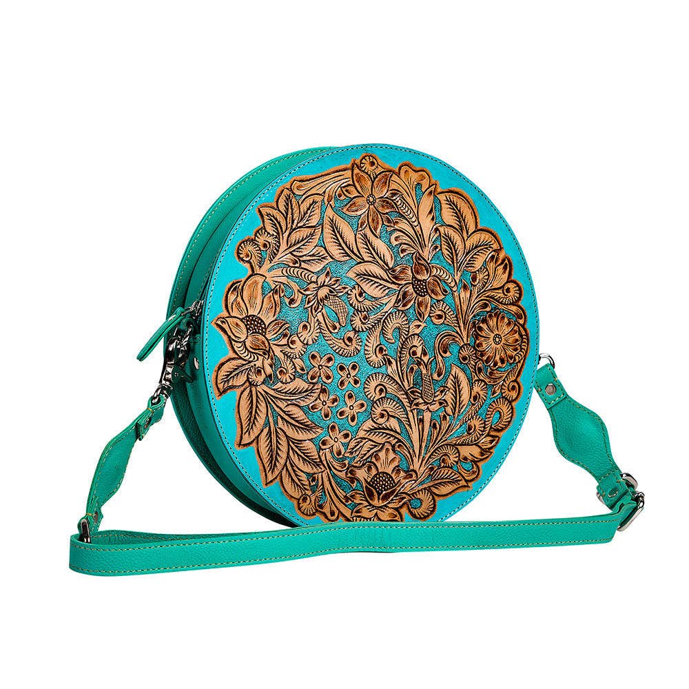 Myra Bag - Cimarron Bluff Hand-tooled Round Bag