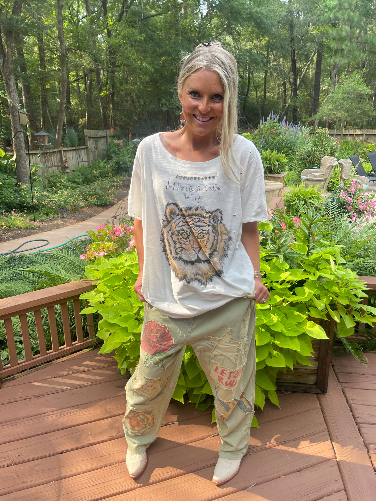 A Rare Bird Tiger Distressed Shirt-Boho Boutique Clothing