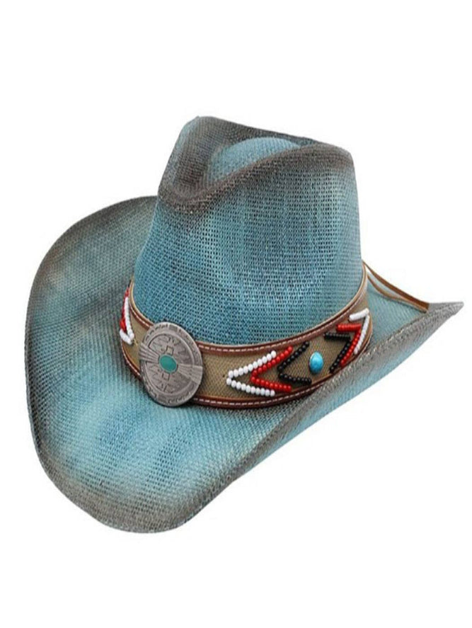 Turquoise Western Hat – Artisan Geometric Band Cowboy Hat | Boho Boutique Essentials