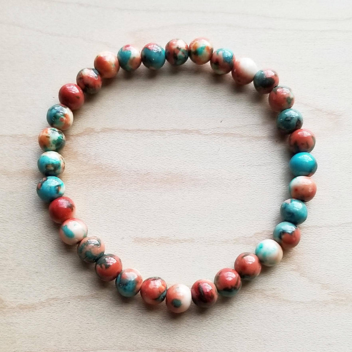 The Jewelry Junkie Turquoise Jasper Beaded Bracelet – Natural Stone Stretch Boho Bracelet | Boho Boutique Clothing
