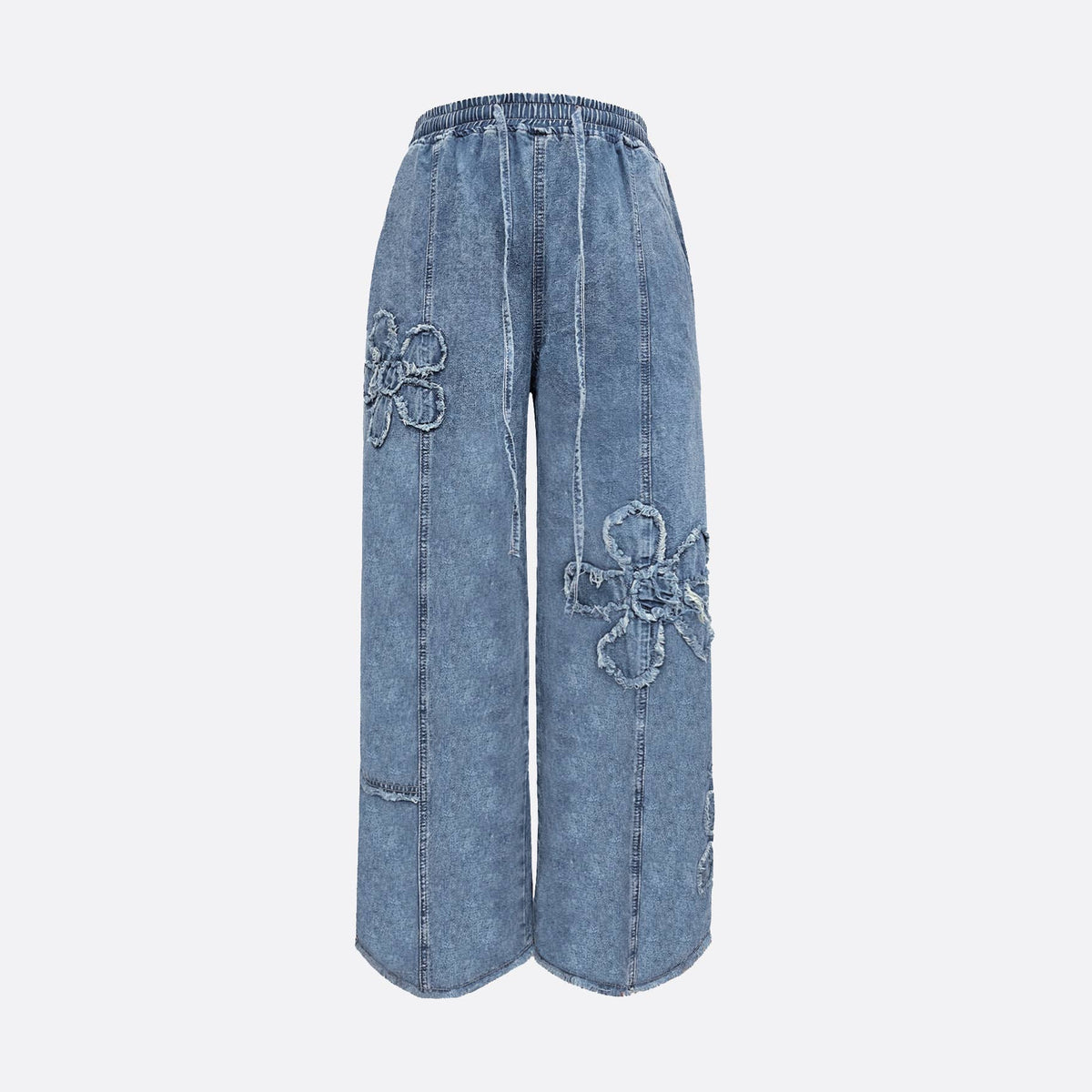 Rosa Clothing - Western Boho Vintage Floral Drawstring Seamed Jeans