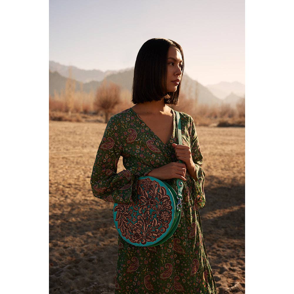 Myra Bag - Cimarron Bluff Hand-tooled Round Bag