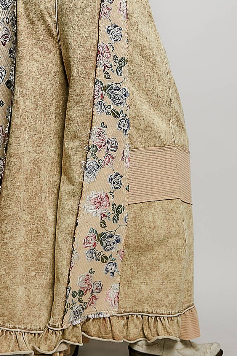 Pol Clothing - French Terry Ruffle Hem Straight-Leg pants