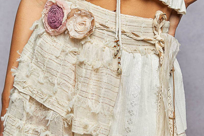 POL Adjustable Double Rose Tie Belt – Floral Boho Waist Cinch Accessory | Boutique Styling Essential