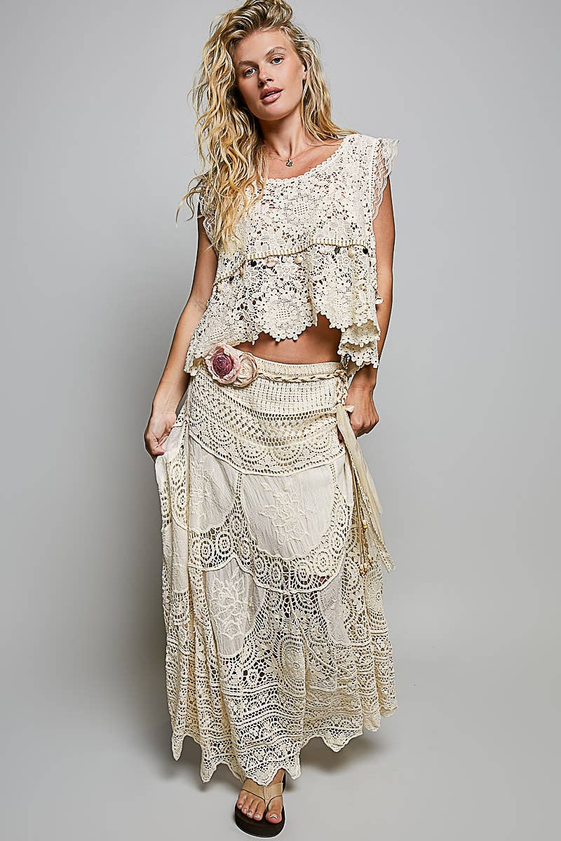 POL Adjustable Double Rose Tie Belt – Floral Boho Waist Cinch Accessory | Boutique Styling Essential