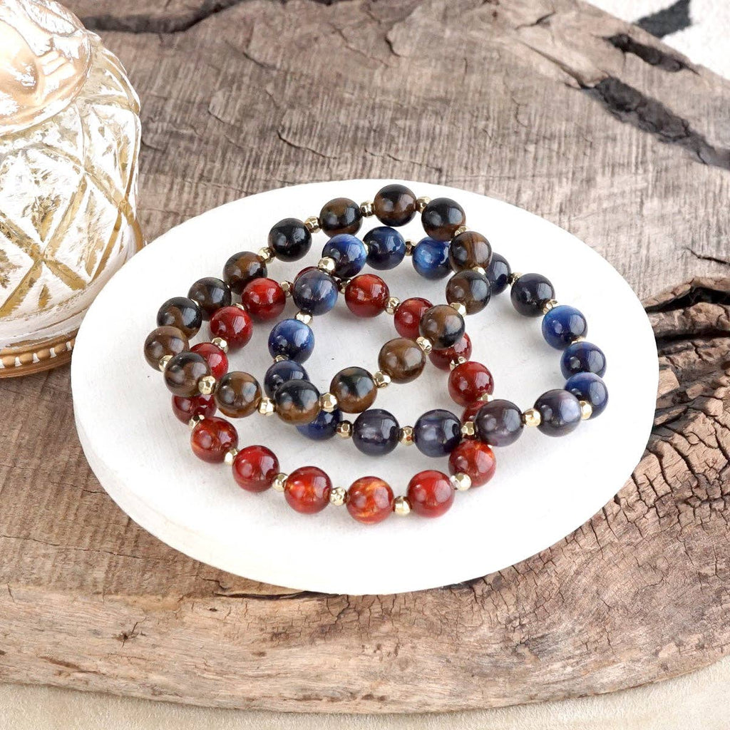 Acrylic Beaded Stretch Bracelet - Fall Glow Single - Three colors