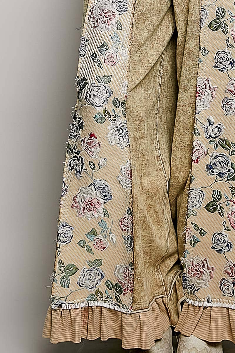 Pol Clothing - French Terry Ruffle Hem Straight-Leg pants