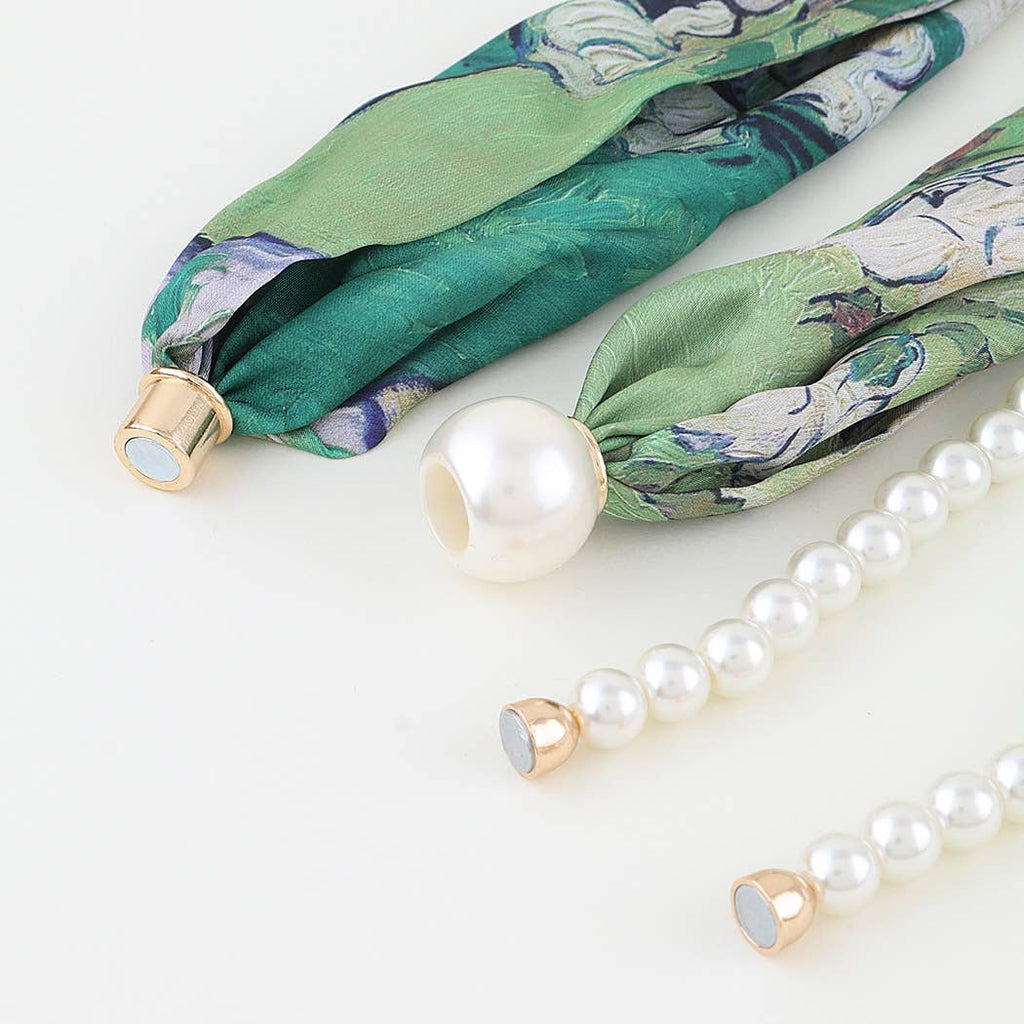 Azure Silk and Pearl Harmony Necklace