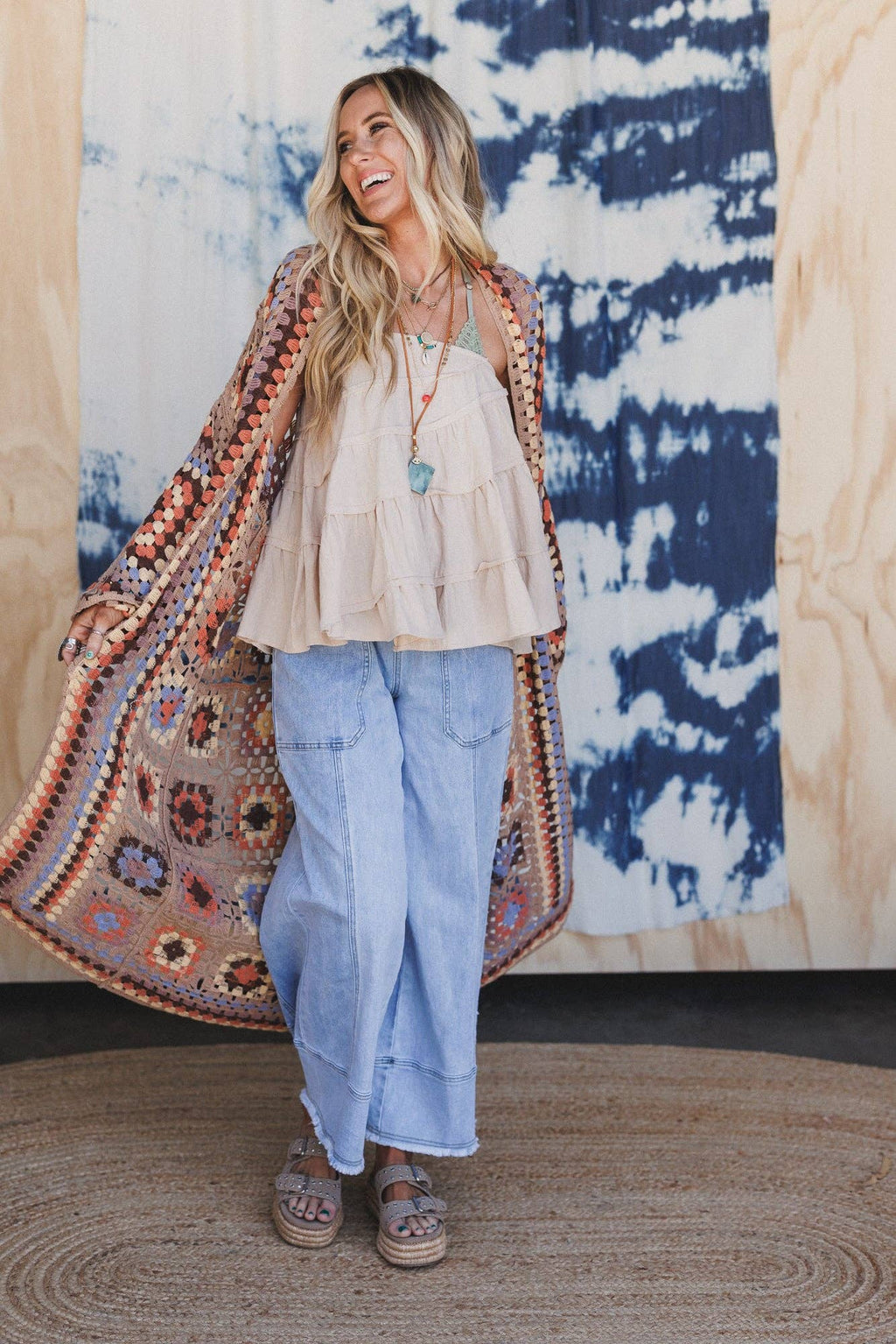 Three Bird Nest Crochet Patchwork Cardigan – Multicolor Boho Knit Duster | Boho Boutique Clothing