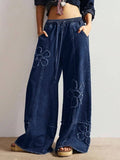 Rosa Clothing - Western Boho Vintage Floral Drawstring Seamed Jeans