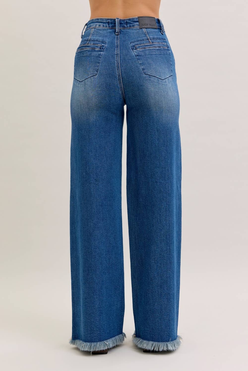Judy Blue High‑Waisted Button‑Fly Wide‑Leg Jeans – Vintage Blue Denim | Boho Boutique Clothing
