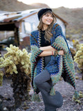 Desert Dreams Crochet Ruana - Cobalt-Boho Boutique Wrap