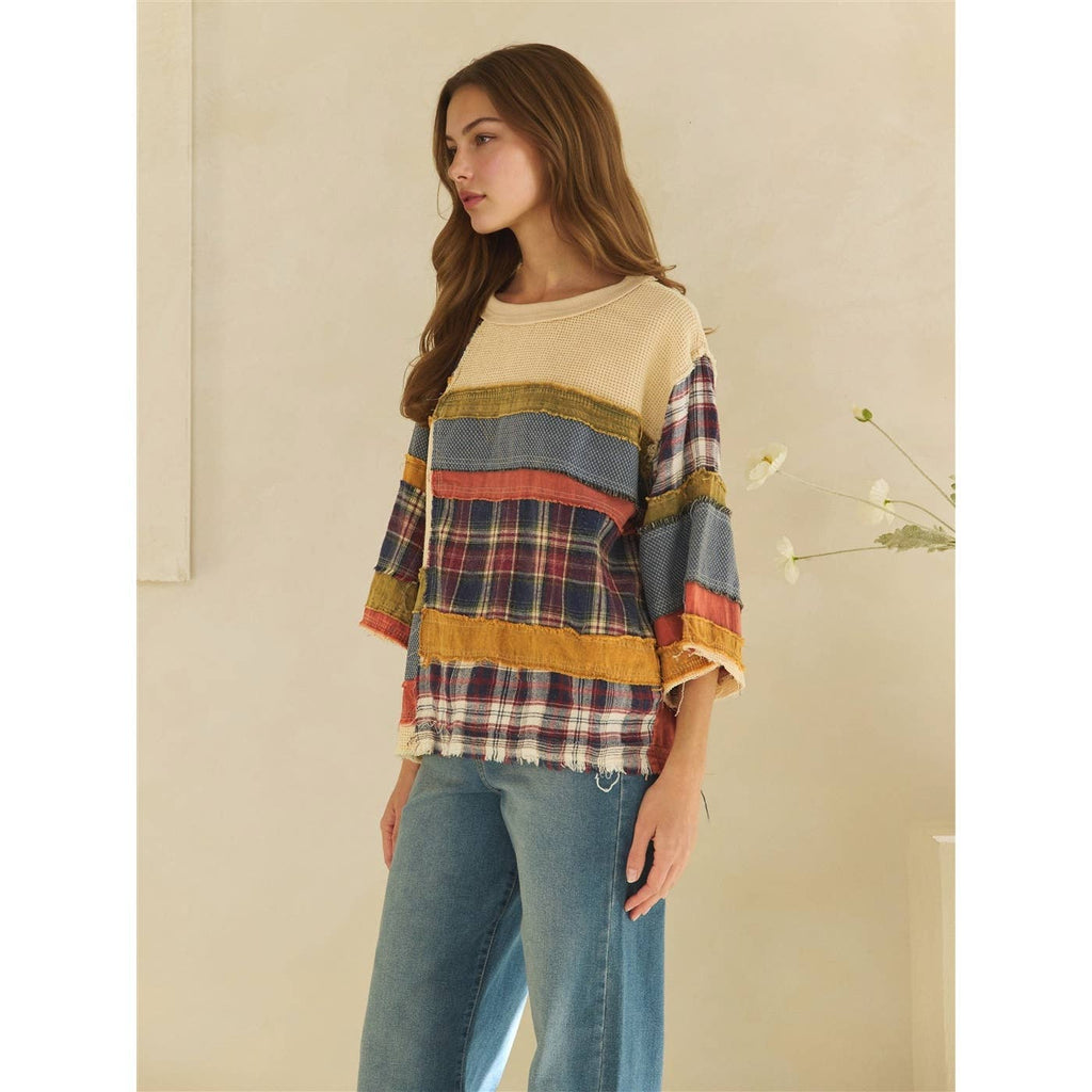 Oli&Hali - WASHED FABRIC MIX COLOR BLOCK TOP