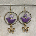 Bird Chirping Purple Dangle Earrings-Boho Boutique Earrings
