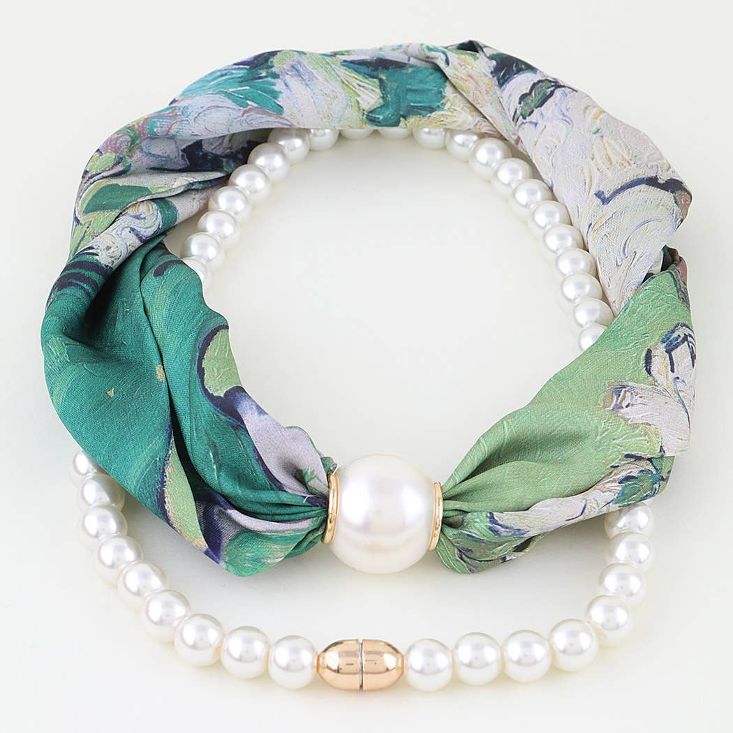 Azure Silk and Pearl Harmony Necklace