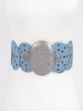 Denim Multi Eyelet Rounds Western Belt-Boho Boutique Belt