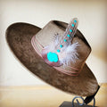 The Jewelry Junkie Turquoise Feather Hat Band – Western Boho Cowgirl Hat Accessory | Boho Boutique Clothing
