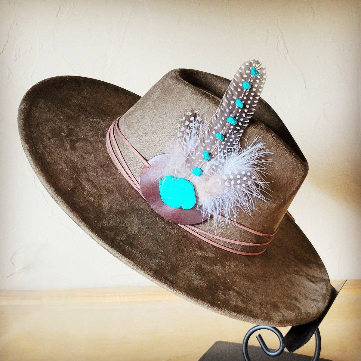 The Jewelry Junkie Turquoise Feather Hat Band – Western Boho Cowgirl Hat Accessory | Boho Boutique Clothing
