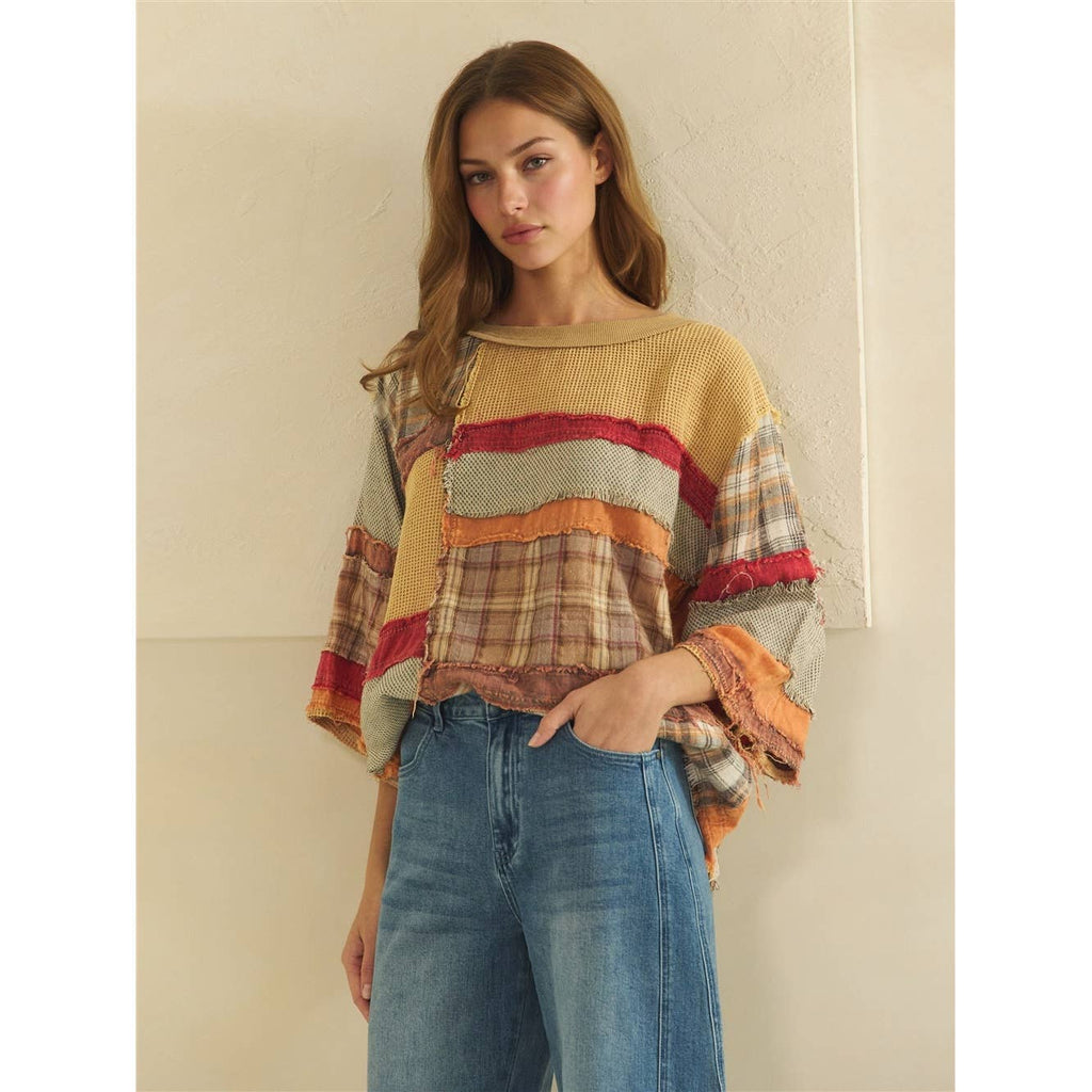 Oli&Hali - WASHED FABRIC MIX COLOR BLOCK TOP