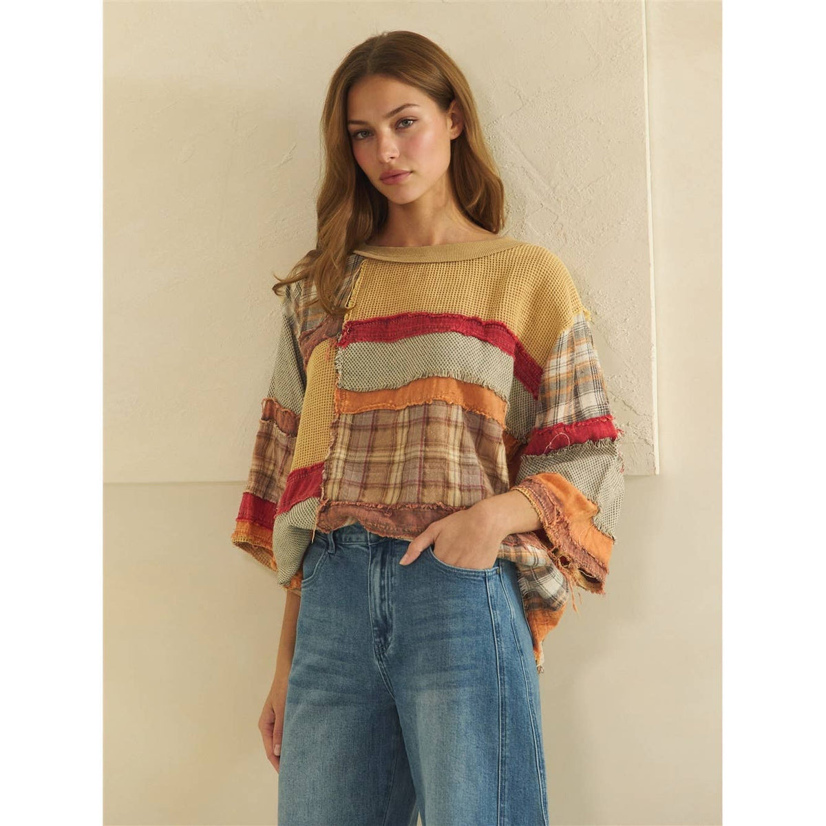 Oli&Hali - WASHED FABRIC MIX COLOR BLOCK TOP