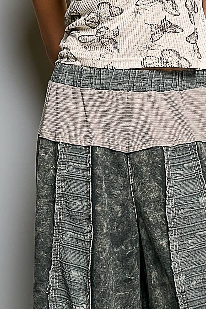 Pol Clothing - French Terry Ruffle Hem Straight-Leg pants