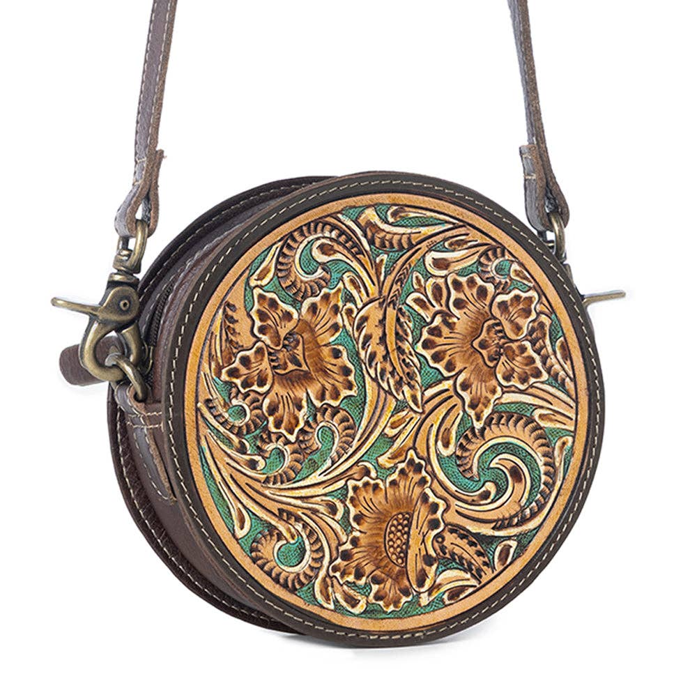 Myra Bag - Magnolia Lane Hand-Tooled Round Bag