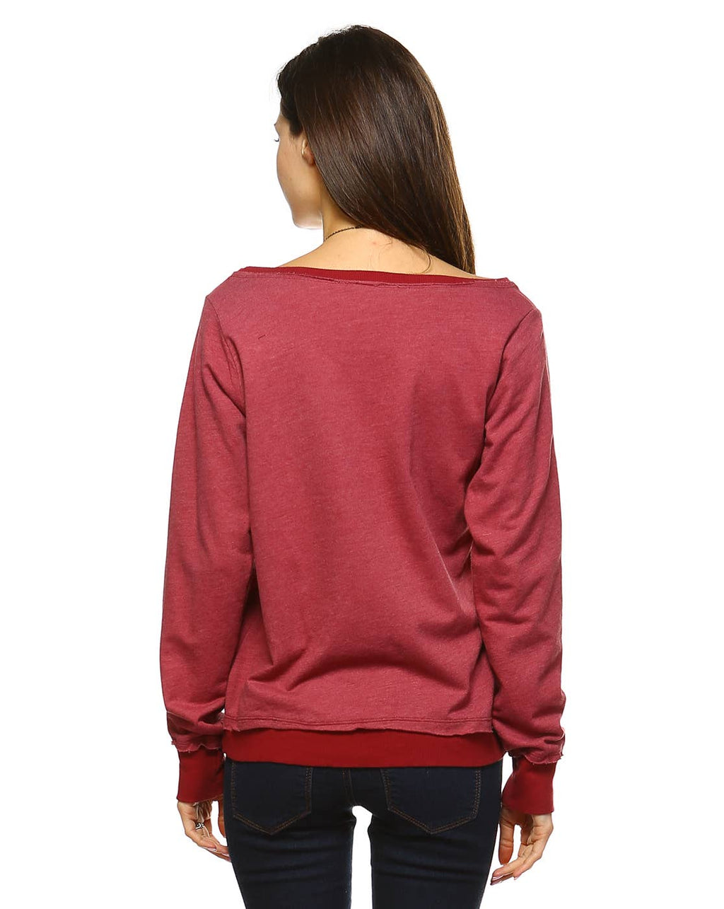 Boat neck Long sleeve French terry pull over sweater w/Owl