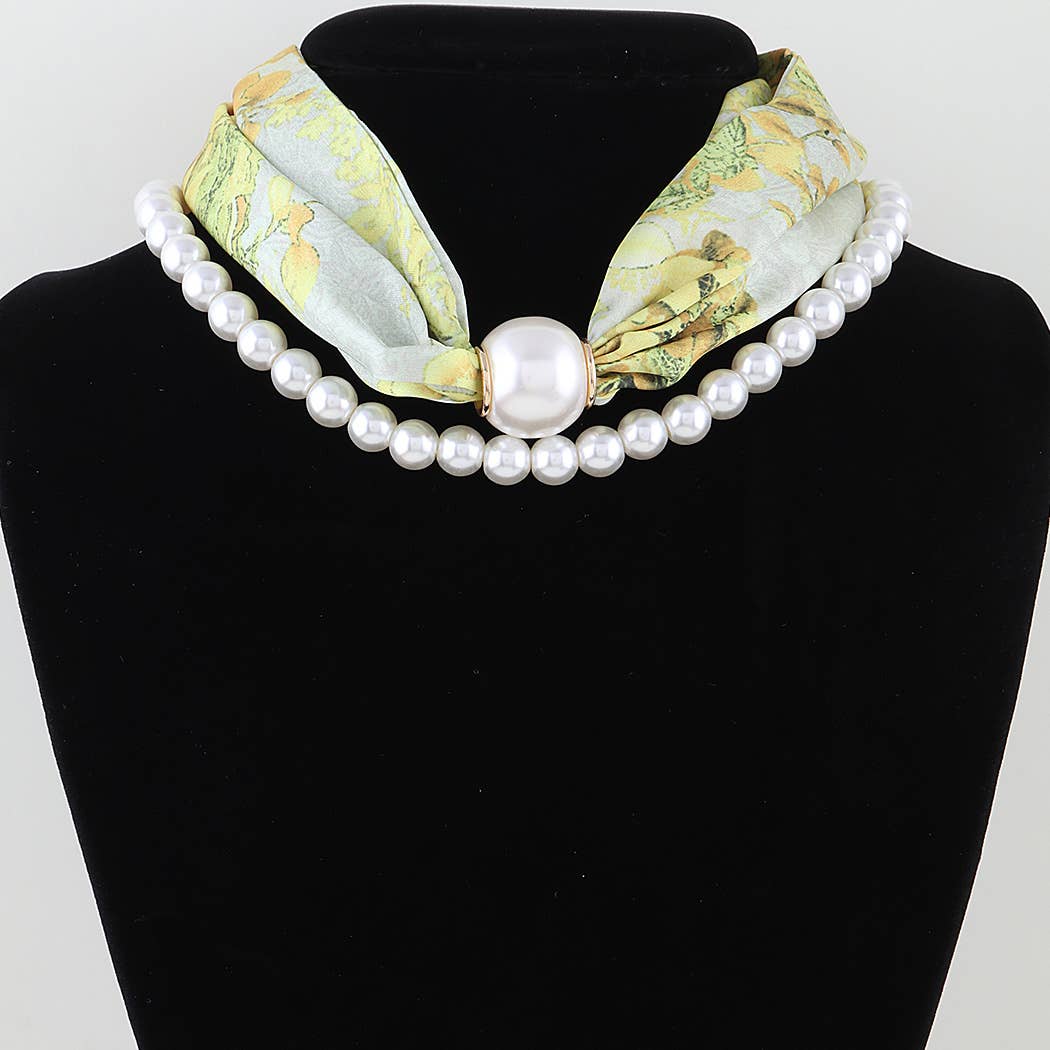 Azure Silk and Pearl Harmony Necklace